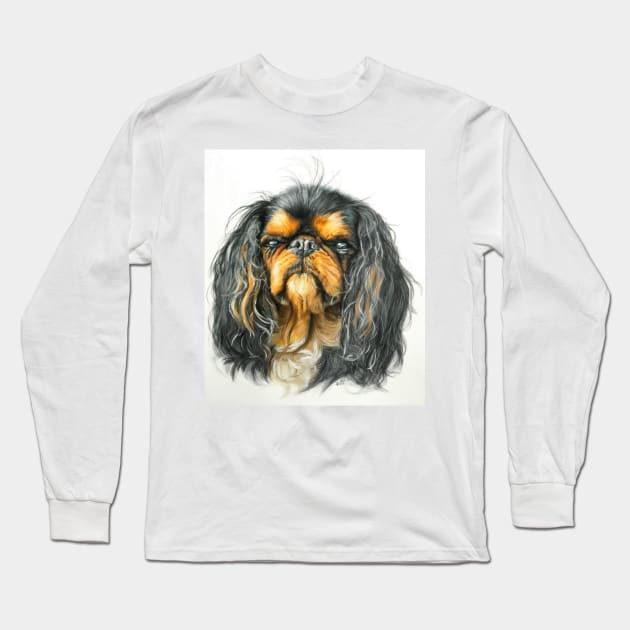 King Charles Spaniel Portrait Long Sleeve T-Shirt by BarbBarcikKeith